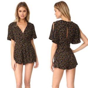 Free People Meet Virginia Black Floral Print Romper Size 4